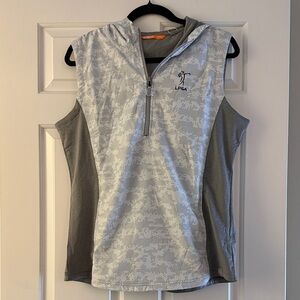 LPGA Gray and White Sleeveless Hooded Golf Vest